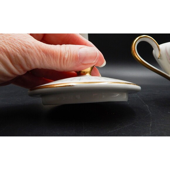 Edelstein Bavaria Contessa Sugar And Creamer Gold Trim 19673 Feather Germany - Picture 10 of 11